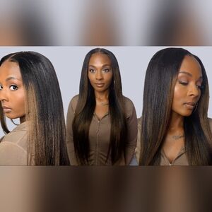 Human Hair Yaki Straight Wig